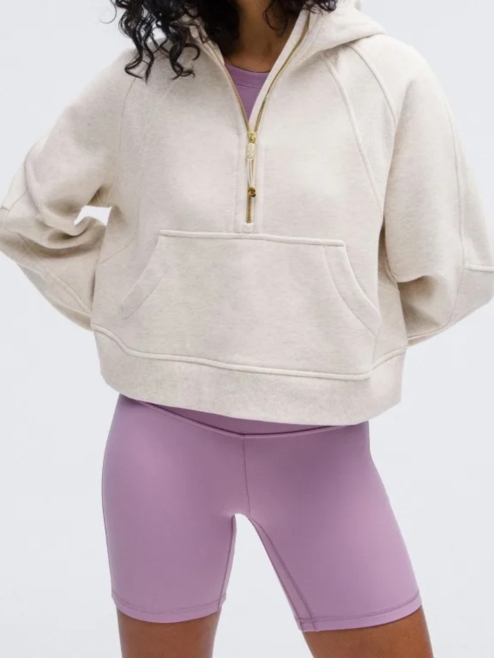 lululemon athletica Heathered Bone Oversized Half Zip Scuba w/ Gold Accents XS/S
